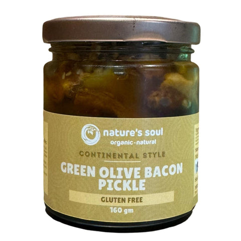 Green Olive Bacon Pickle Continental Style – Fresh – Gluten Free – Made with Organic Ingredients – 160gm