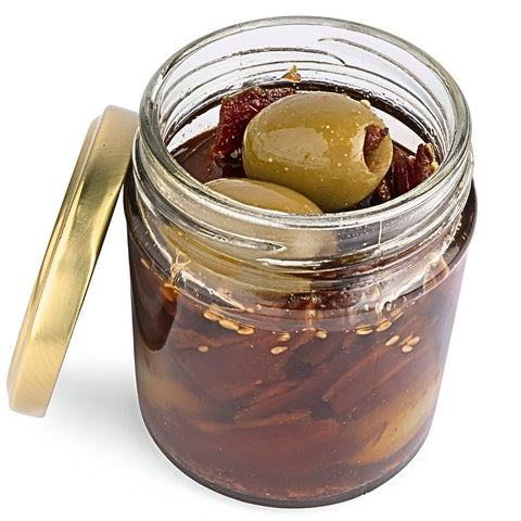 Green Olive Bacon Pickle Indian Style - Fresh - Gluten Free - Made with Organic Ingredients - 160gm